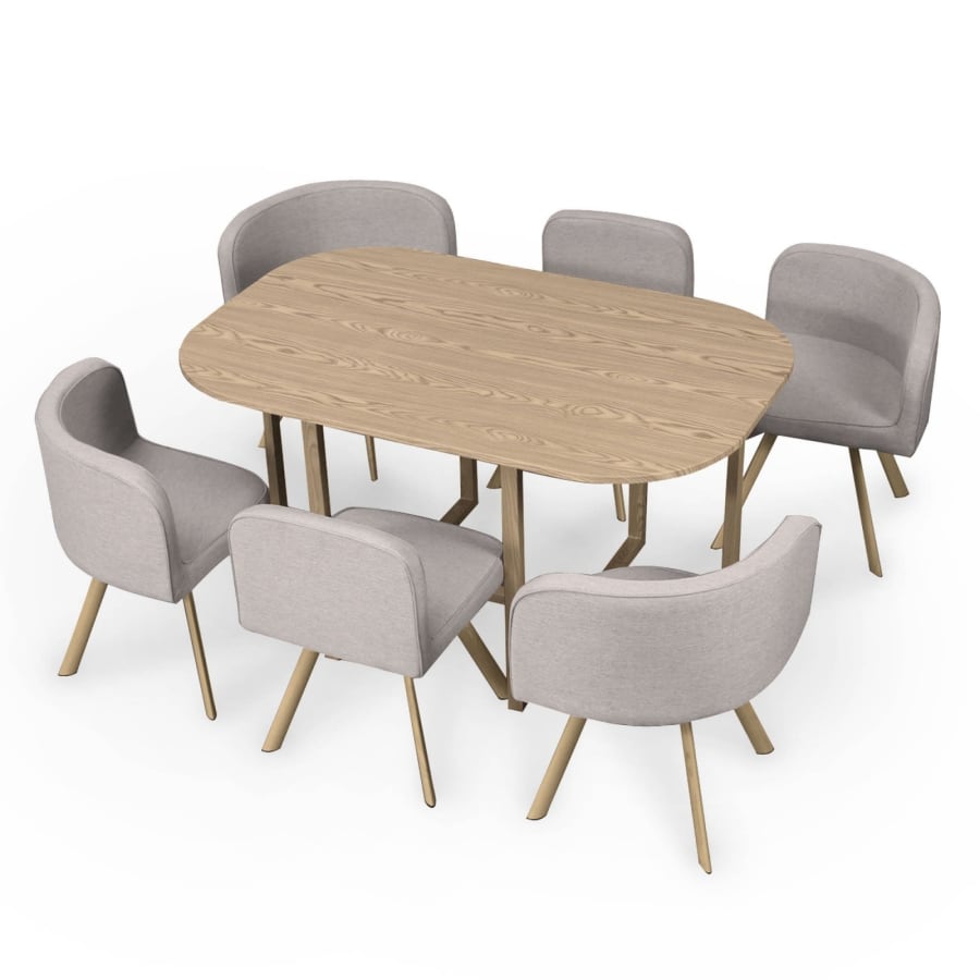 Ensemble table + 6 chaises encastrables beiges